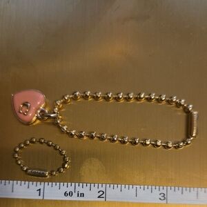 Coach Pink Heart Charm With Gold And Gem Back